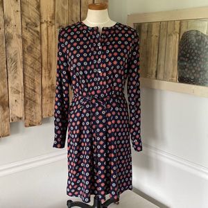 Loft Medallion Button Up Dress with Tie Belt Size Large